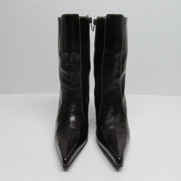 Milano Bags Pointed Toe Leather Wedge Boots size 7 - Picture 1 of 11